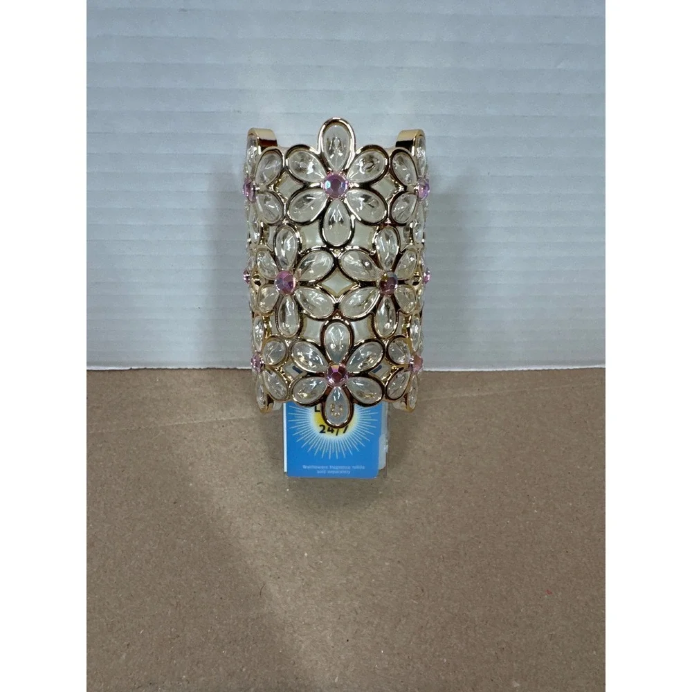 Bath &‎ Body Works Wallflowers Fragrance Plug Gold Crystal Pink Flower Gemstone